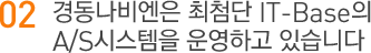 02.경동나비엔은 최첨단 IT-base의 A/S시스템을 운영하고 있습니다