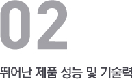 뛰어난 제품 성능 및 기술력